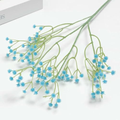 Vase mit künstlichen Blumen, 1 Bündel Künstliche Babysbreath Weiß/Dunkel Lila/Hell Lila/Rosa/Rose Rot/Blau Gefälschte Blumen Home Decor Party Decor Hochzeit(Blue) von HKSDKABOP