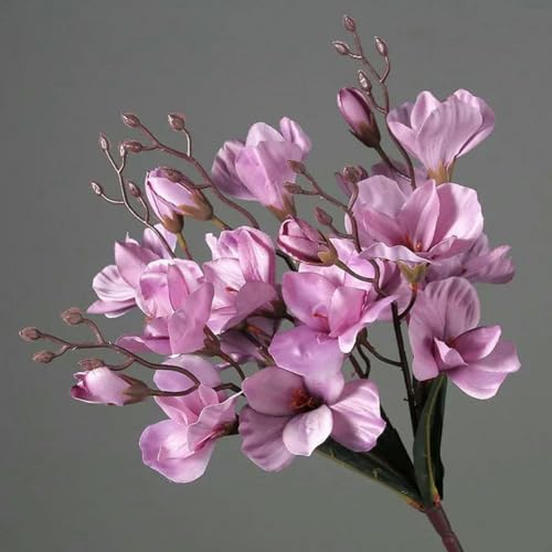 Vase mit künstlichen Blumen, 5 Gabeln 20 Köpfe Künstliche Blumen Herbst Magnolia Home Decor Blumendekoration Gefälschte Weihnachten Hochzeitszubehör(Light Purple) von HKSDKABOP