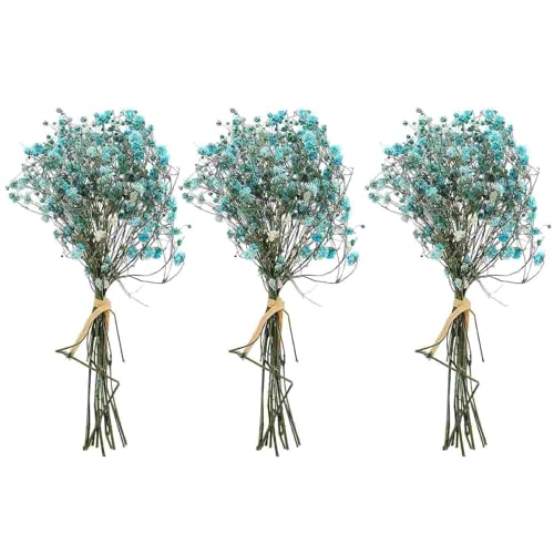 Vase mit künstlichen Blumen, Blumen Getrocknete Blume Atem Gypsophila Bouquet Künstliche Dekoration Babys Baby Trockene Zweige Gefälschte Stiele Blumensträuße Babysbreath(Blue) von HKSDKABOP
