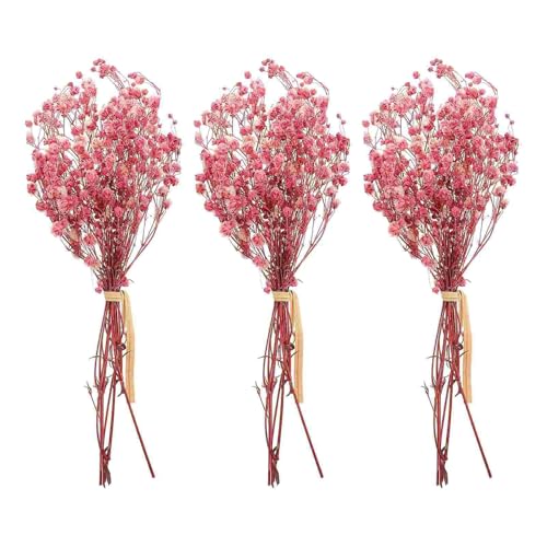 Vase mit künstlichen Blumen, Blumen Getrocknete Blume Atem Gypsophila Bouquet Künstliche Dekoration Babys Baby Trockene Zweige Gefälschte Stiele Blumensträuße Babysbreath(Pink) von HKSDKABOP