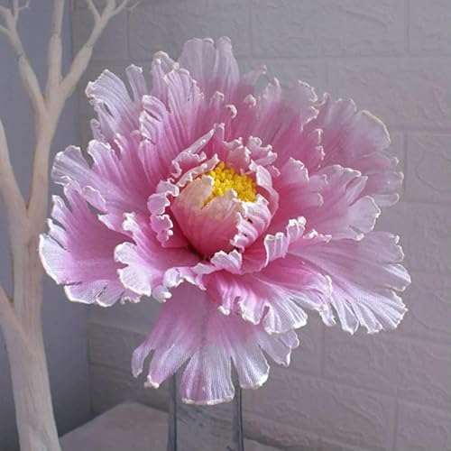 Vase mit künstlichen Blumen, Hochzeitsorte Pfingstrose Blume Produkt Artikel Display Gefälschte Große Pfingstrose Blume Requisiten Leinen Simulierte Lotus Wurzel(Pink) von HKSDKABOP