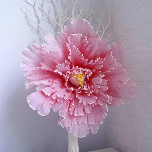 Vase mit künstlichen Blumen, Hochzeitsorte Pfingstrose Blume Produkt Artikel Display Gefälschte Große Pfingstrose Blume Requisiten Leinen Simulierte Lotus Wurzel(Rose Red) von HKSDKABOP