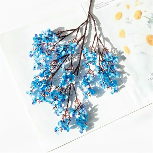 Vase mit künstlichen Blumen, Künstliche Blumen Blüten Baby Atem Gypsophila Gefälschte Blumen DIY Hochzeit Hause Vase Dekoration Faux Blumen Zweig(Blue,2 Piece) von HKSDKABOP