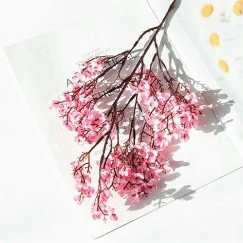 Vase mit künstlichen Blumen, Künstliche Blumen Blüten Baby Atem Gypsophila Gefälschte Blumen DIY Hochzeit Hause Vase Dekoration Faux Blumen Zweig(Pink,1 Piece) von HKSDKABOP