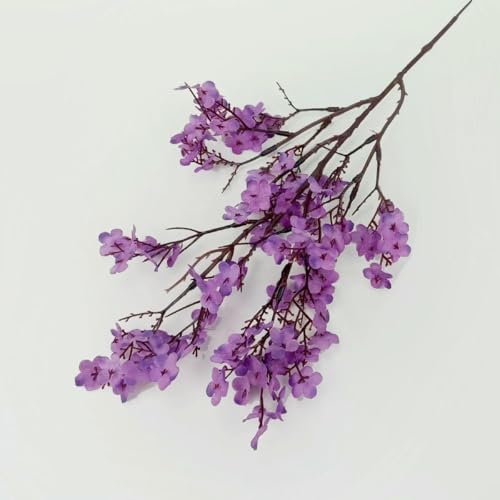 Vase mit künstlichen Blumen, Künstliche Blumen Blüten Baby Atem Gypsophila Gefälschte Blumen DIY Hochzeit Hause Vase Dekoration Faux Blumen Zweig(Purple,1 Piece) von HKSDKABOP