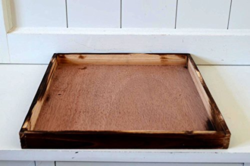 Tablett Kerzen-Tablett Deko-Tablett Kerzen-Teller Platte Holz-Tablett Holz braun Deko Tischdeko Tray Landhaus Shabby 30x30x2,5cm Servier-Tablett Weihnachtsdeko Osterdeko Garten-Deko von HKT Home Deco