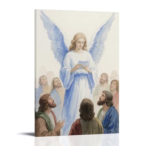 HKXXMTQMM Engel mit Flügeln, Nachrichten-Disziplen, feierlicher Look, zeitgenössische Wandkunst, dekoratives Wandbild, 50 x 75 cm von HKXXMTQMM