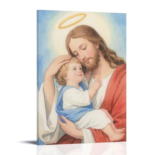 HKXXMTQMM Wandkunst, Jesus sanft hält Kind, Hand auf Kopf, Heiligenschein um moderne Wandkunst, dekoratives Wandbild, 40 x 60 cm HKXXMTQMM Wandkunst, Jesus sanft hält Kind, Hand auf Kopf, Heiligenschein um moderne Wandkunst, dekoratives Wandbild, 40 x 60 cm von HKXXMTQMM