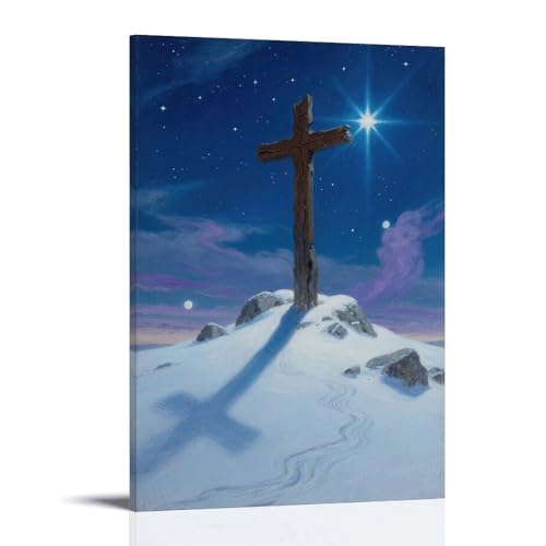 HKXXMTQMM Wandkunst, Kreuz unter Sternen, ein heller Stern, zeitgenössisch, zum Aufhängen, dekoratives Wandbild, 50 x 75 cm HKXXMTQMM Wandkunst, Kreuz unter Sternen, ein heller Stern, zeitgenössisch, zum Aufhängen, dekoratives Wandbild, 50 x 75 cm von HKXXMTQMM
