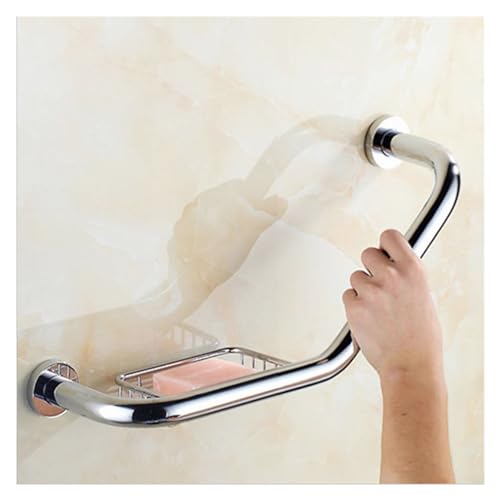 Badezimmer-Sicherheits-Haltegriff Badezimmer Dusche abgewinkelter Haltegriff Sicherheitsschiene, Badewannengriff WC-Handlauf Arm Safe-Grip Bar für ältere Menschen (Farbe: mit Seifenschale) von HKYBCF