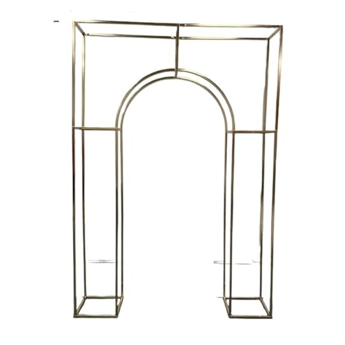 Gartenbogen Bogen 1/3-teilig, geometrischer Hochzeitsbogen-Hintergrundständer-Set – glitzernder Goldener Blumenarrangement-Rahmen, Outdoor-Gartenparty-Dekor(200 x 140 cm 1pcs) von HKYBCF