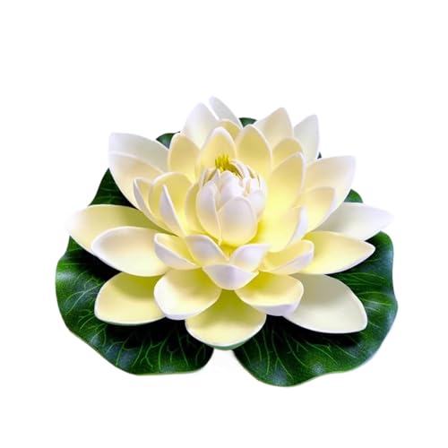HKYBCF 1 Stück - 7,09 Zoll lebendiger Schaum for Lotus - Realistische schwimmende Seerosen for Teiche, Brunnen und Gartendekoration(White) von HKYBCF