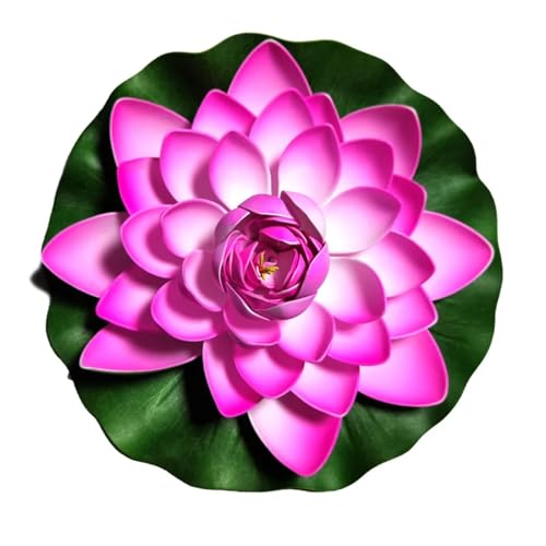 HKYBCF 10/17/28 cm Lotus Künstliche Blume Schwimmende Gefälschte Lotuspflanze Lebensechte Seerose Mikrolandschaft for Teichgartendekor(Dark Pink 28cm) von HKYBCF