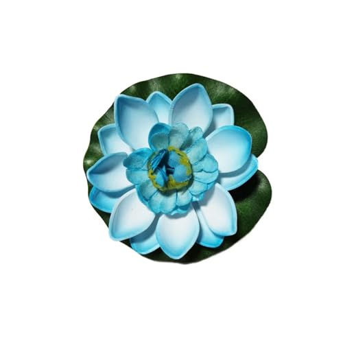 HKYBCF 10/17/28 cm Lotus Künstliche Blume Schwimmende Gefälschte Lotuspflanze Lebensechte Seerose Mikrolandschaft for Teichgartendekor(Light Blue 10cm) von HKYBCF