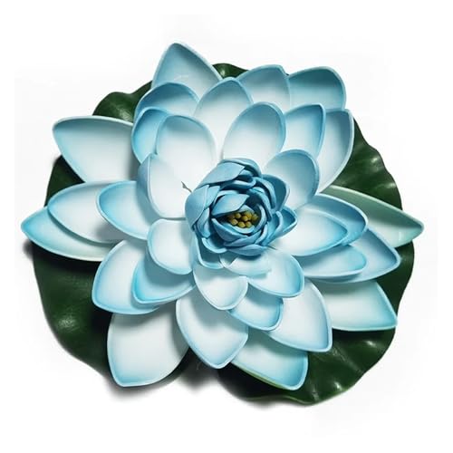 HKYBCF 10/17/28 cm Lotus Künstliche Blume Schwimmende Gefälschte Lotuspflanze Lebensechte Seerose Mikrolandschaft for Teichgartendekor(Light Blue 17cm) von HKYBCF