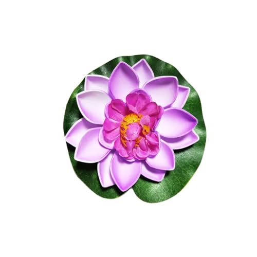 HKYBCF 10/17/28 cm Lotus Künstliche Blume Schwimmende Gefälschte Lotuspflanze Lebensechte Seerose Mikrolandschaft for Teichgartendekor(Purple 10cm) von HKYBCF