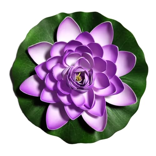 HKYBCF 10/17/28 cm Lotus Künstliche Blume Schwimmende Gefälschte Lotuspflanze Lebensechte Seerose Mikrolandschaft for Teichgartendekor(Purple 28cm) von HKYBCF