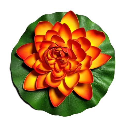 HKYBCF 10/17/28 cm Lotus Künstliche Blume Schwimmende Gefälschte Lotuspflanze Lebensechte Seerose Mikrolandschaft for Teichgartendekor(Sunset Red 28cm) von HKYBCF