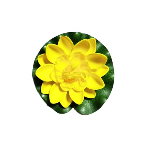 HKYBCF 10/17/28 cm Lotus Künstliche Blume Schwimmende Gefälschte Lotuspflanze Lebensechte Seerose Mikrolandschaft for Teichgartendekor(Yellow 10cm) von HKYBCF