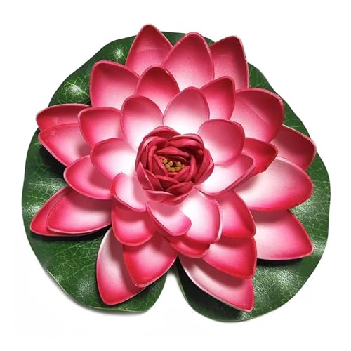 HKYBCF 10/17/28 cm Lotus Künstliche Blume Schwimmende Gefälschte Lotuspflanze Seerose Mikrolandschaft for Teich Garten Schwimmbad Dekor(Burgundy 17cm) von HKYBCF