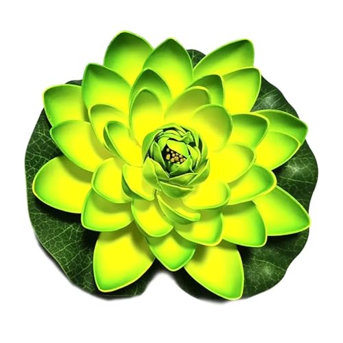 HKYBCF 10/17/28 cm Lotus Künstliche Blume Schwimmende Gefälschte Lotuspflanze Seerose Mikrolandschaft for Teich Garten Schwimmbad Dekor(Green 17cm) von HKYBCF
