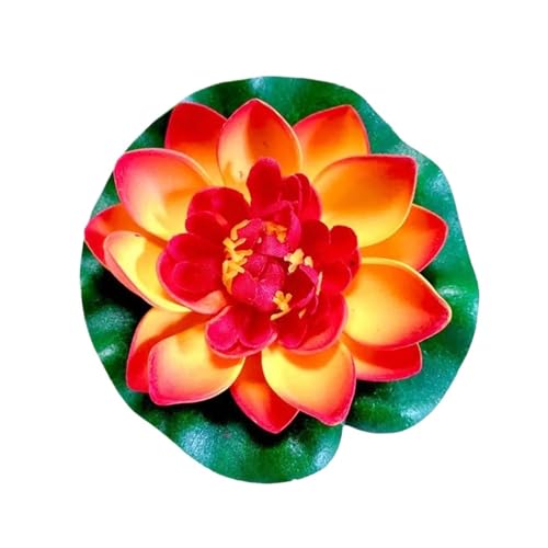 HKYBCF 10cm Künstliche Lotus Schwimmende Simulierte Pflanze Realistische Aquarium Garten Lilie Dekoration Micro Landschaft Teich Wasser(Orange Color) von HKYBCF