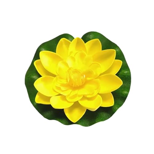 HKYBCF 10cm Künstliche Lotus Schwimmende Simulierte Pflanze Realistische Aquarium Garten Lilie Dekoration Micro Landschaft Teich Wasser(Yellow) von HKYBCF