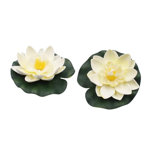 HKYBCF 1PC Künstliche Lotus Seerose Schwimmende Blume Teich Tank Pflanze Ornament 10cm Hause Lieferanten Zubehör(White) von HKYBCF