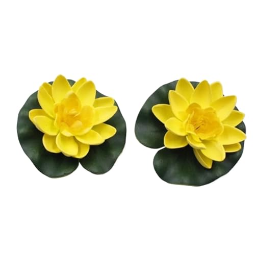 HKYBCF 1PC Künstliche Lotus Seerose Schwimmende Blume Teich Tank Pflanze Ornament 10cm Hause Lieferanten Zubehör(Yellow) von HKYBCF