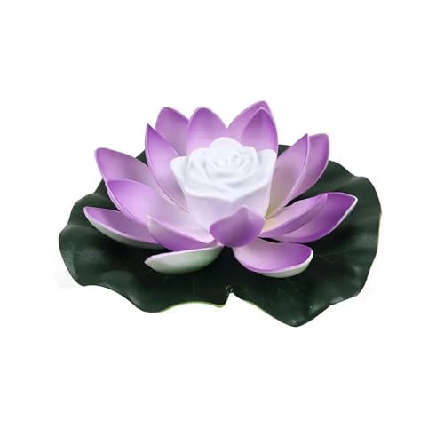 HKYBCF Gefälschte Lotusblume Schwimmbad Gartenteich Schwimmende Blumenlampe Künstliche Simulierte Pflanze Realistisch for Aquarium(Blue 28cm) von HKYBCF