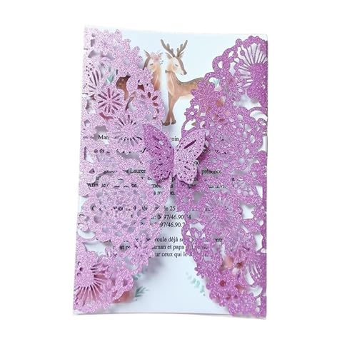 HKYBCF Hochzeitseinladungen Karte 10 Stück Glitzer-Schmetterling-Einladungskarten-Umschläge for Hochzeit, Verlobung, Taufe, Party-Dekoration, Geschenkartikel (Color : Glitter Pink, Size : Only Cover) von HKYBCF