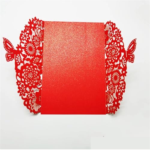 HKYBCF Hochzeitseinladungen Karte 10 Stück Glitzer-Schmetterling-Einladungskarten-Umschläge for Hochzeit, Verlobung, Taufe, Party-Dekoration, Geschenkartikel (Color : Red, Size : Only Cover) von HKYBCF