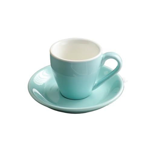 HKYBCF Kaffeetasse Untertasse Sets 80ML Keramik Kaffeetasse Set Nachmittagstee Tassen und Teller Becher Keramik Kaffeetasse(Blue 1) von HKYBCF
