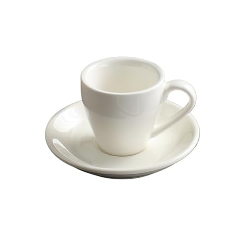 HKYBCF Kaffeetasse Untertasse Sets 80ML Keramik Kaffeetasse Set Nachmittagstee Tassen und Teller Becher Keramik Kaffeetasse(White) von HKYBCF