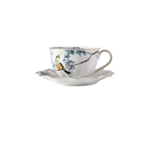 HKYBCF Kaffeetasse Untertasse Sets Kaffeetasse und Teller Keramikbecher Haushalt Nachmittagsteetasse Freizeittee Dessertbecher(Style 2) von HKYBCF