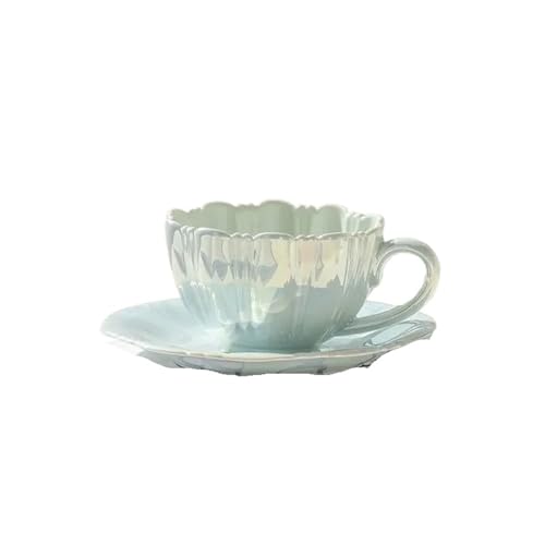 HKYBCF Kaffeetasse Untertasse Sets Kaffeetasse und Untertasse Teller Keramikbecher Nachmittagstee-Set Trinkbecher(Color-09) von HKYBCF