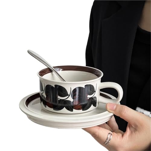 HKYBCF Kaffeetasse Untertasse Sets Keramiktasse Vintage Tee Wasserbecher Vintage Kaffeetasse und Teller Set Tassen(Mug.03) von HKYBCF