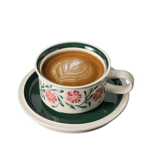 HKYBCF Kaffeetasse Untertasse Sets Keramiktasse Vintage Tee Wasserbecher Vintage Kaffeetasse und Teller Set Tassen(Mug.07) von HKYBCF