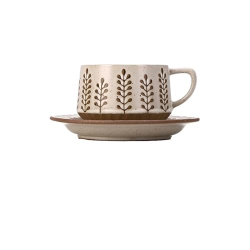 HKYBCF Kaffeetasse Untertasse Sets Vintage Tasse Kaffeetasse Set Keramik Tassen und Teller Tassen mit Teebecher Kaffeebecher(Cup-07) von HKYBCF