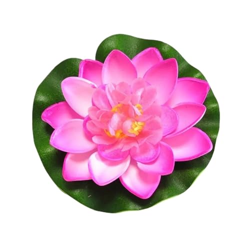HKYBCF Künstliche Lotusblume, Gefälschte Blume, schwimmende Schaumlotusblume mit Seerosenblatt, schwimmende Teichdekoration, Gartendekoration(1PC Pink) von HKYBCF