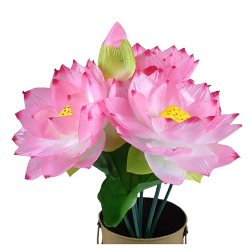 HKYBCF Künstliche Seerose 1pc Künstliche Blume Lotus Gefälschte Seide Blume for Hochzeit Zeremonie Dekor Hause Garten Bouquet Dekor (Color : Pink) von HKYBCF