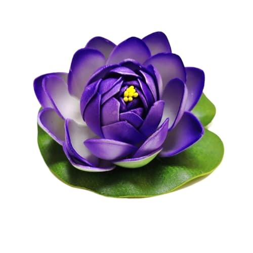 HKYBCF Schwimmende künstliche Lotusblumen, Kunstpflanzen, DIY-Seerose, Mariage, Lotus, Kunstblätter, Pflanzen, schwimmende Fischpool-Dekorationen(Blue) von HKYBCF