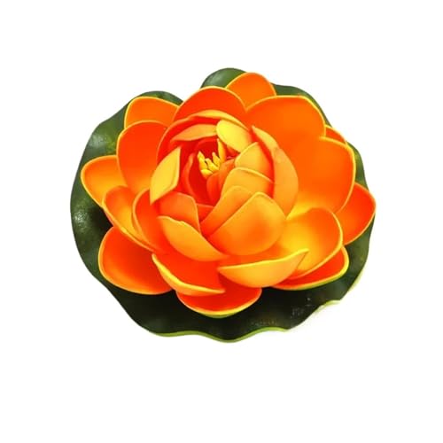 HKYBCF Schwimmende künstliche Lotusblumen, Kunstpflanzen, DIY-Seerose, Mariage, Lotus, Kunstblätter, Pflanzen, schwimmende Fischpool-Dekorationen(Orange) von HKYBCF