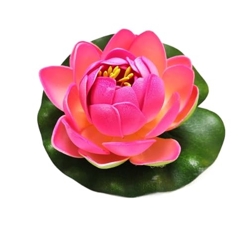 HKYBCF Schwimmende künstliche Lotusblumen, Kunstpflanzen, DIY-Seerose, Mariage, Lotus, Kunstblätter, Pflanzen, schwimmende Fischpool-Dekorationen(Pink) von HKYBCF