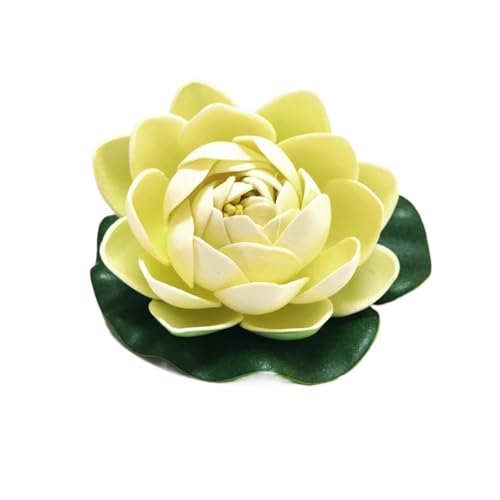 HKYBCF Schwimmende künstliche Lotusblumen, Kunstpflanzen, DIY-Seerose, Mariage, Lotus, Kunstblätter, Pflanzen, schwimmende Fischpool-Dekorationen(White) von HKYBCF