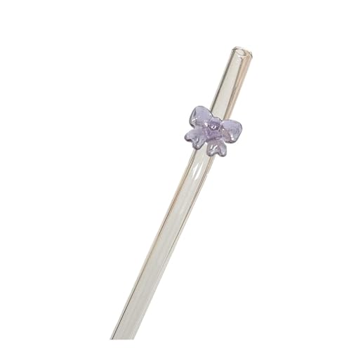 HKYBCF Strohhalme aus Glas 2 stücke 8mm Glasstrohhalme Wiederverwendbare Trinkhalme Niedlichen Schmetterlingsstrohhalm for Festival Party Hochzeit Cocktail Bar Beachs(Purple) von HKYBCF