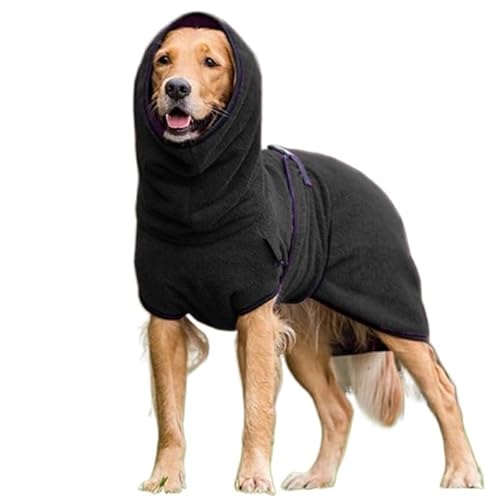 Hunde-Bademantel, Handtuch, Bademantel, Haustier-Bademantel, trocknender Mantel, saugfähiges Handtuch for große, mittelgroße und kleine Hunde, super warme Nachtwäsche (Color : Black, Size : XL) von HKYBCF