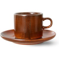 HKliving - Chef Ceramics Tasse mit Untertasse, 220 ml, burned orange von HKliving