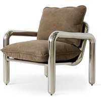 HKliving - Chrom- Loungesessel, canvas- braun von HKliving