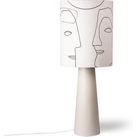 HKliving - Cone Tischleuchtenfuß, L, matt hellgrau + Printed Faces Lampenschirm, L von HKliving